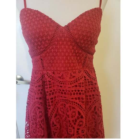 Lulus Real Life Dream Berry Red Lace Midi Dress - Picture 6 of 7